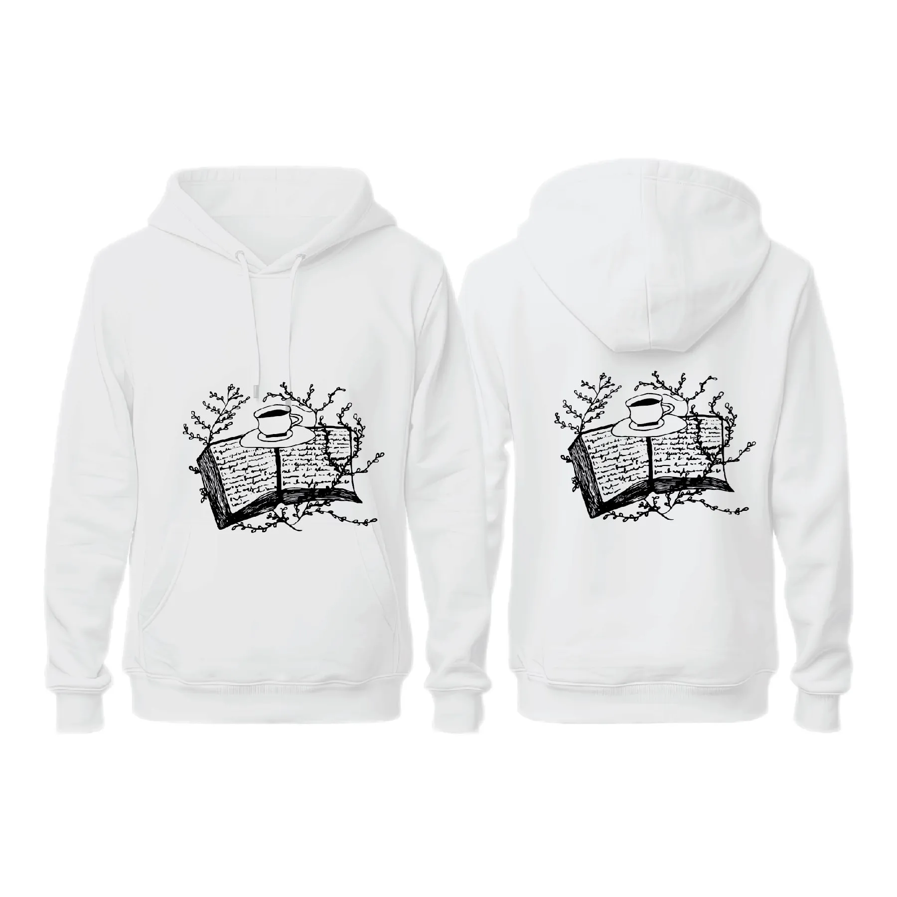 White Book & Tea Printed Hoodie
