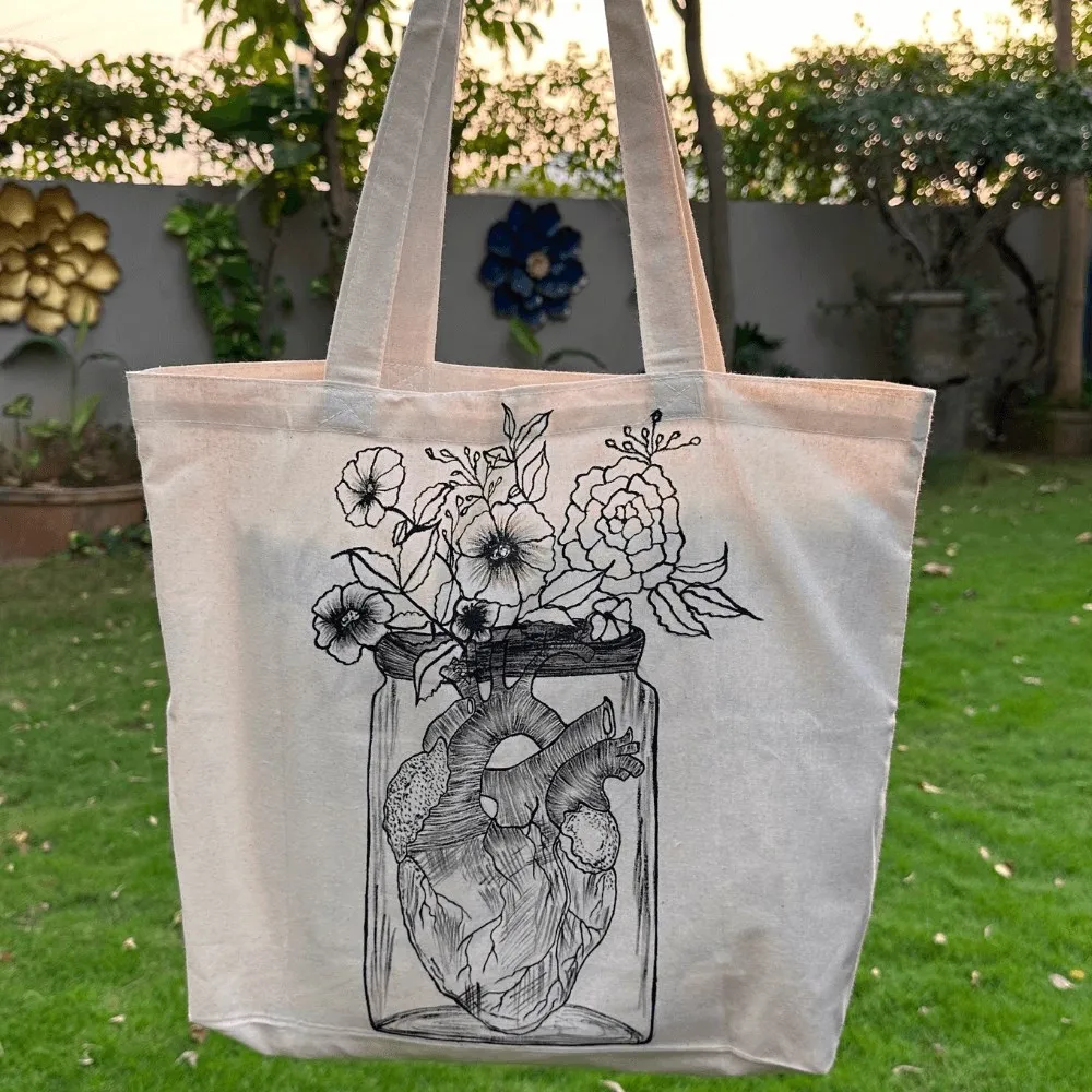 Heart Flowers Tote Bag