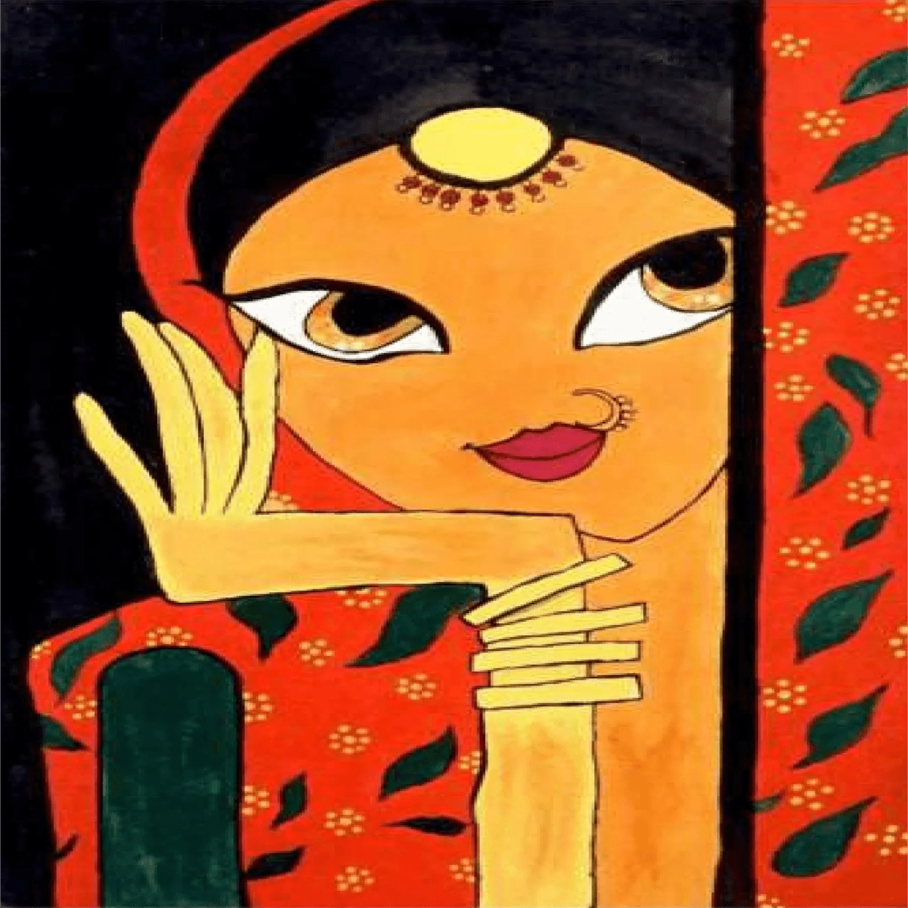 Traditional Woman Madhubani Art
