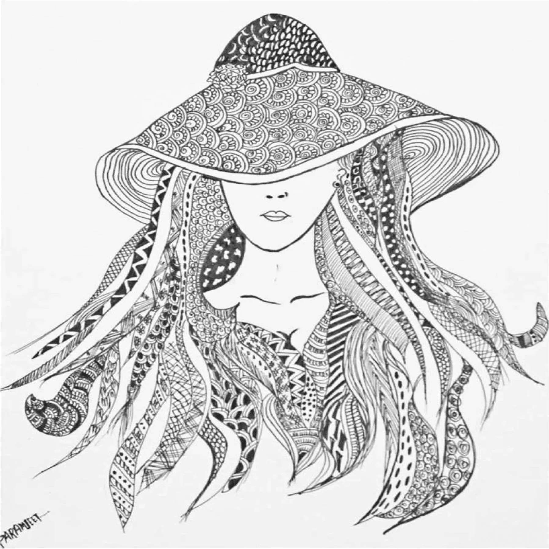 Long hair Mandala Art Artwork